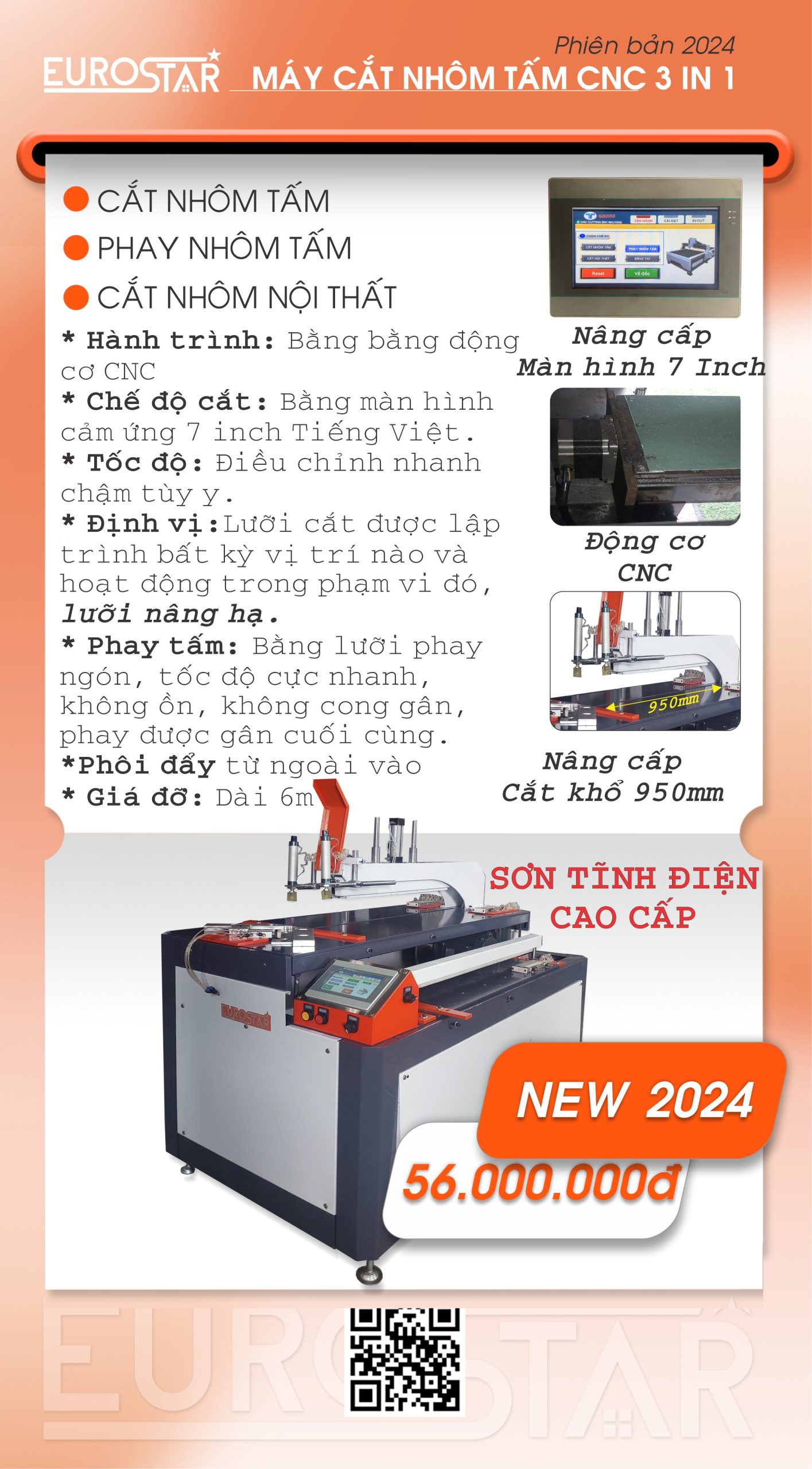 Máy Cắt Nhôm Tấm CNC 3 Trong 1