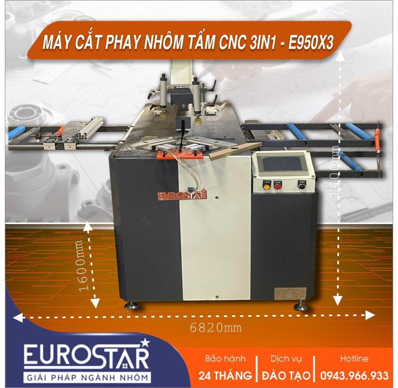 Máy Cắt Phay Nhôm Tấm CNC 3 trong 1