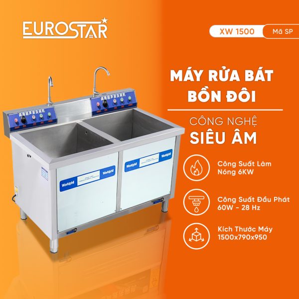 Máy rửa bát bồn đôi công nghiệp XW1500
