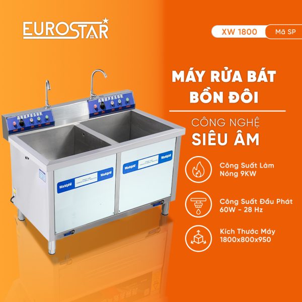 Máy rửa bát bồn đôi công nghiệp XW1800