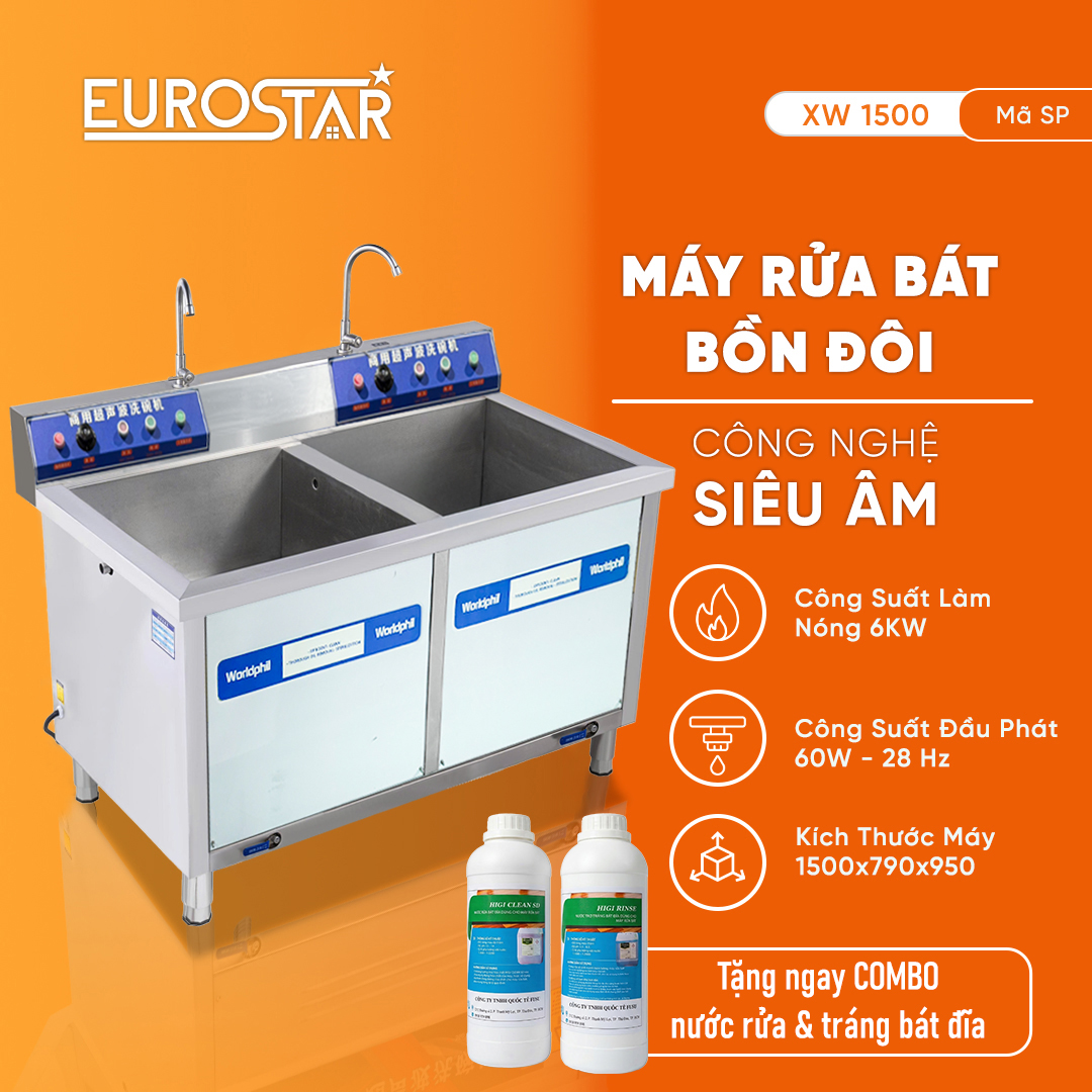 Máy rửa bát công nghiệp  bồn đôi XW1500