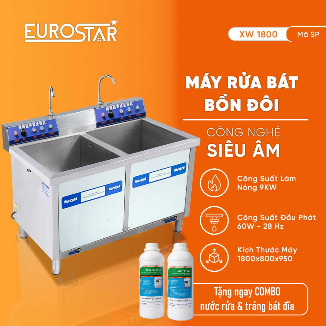 Máy rửa bát công nghiệp bồn đôi XW1800