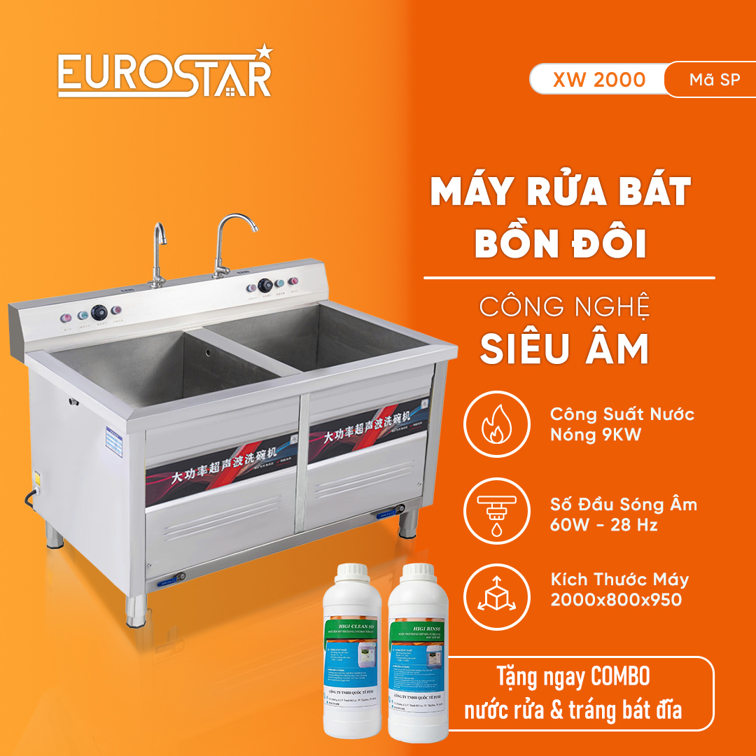 Máy rửa bát công nghiệp bồn đôi XW2000